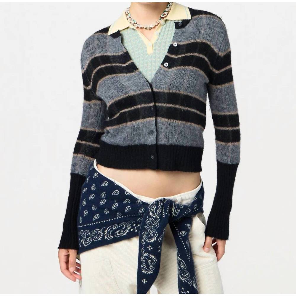 NEW GUEST IN RESIDENCE shadow plaid cardigan in multi - Picture 4 of 7